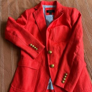 Women's J.crew Orange Linen Blazer with Gold Buttons in 0P